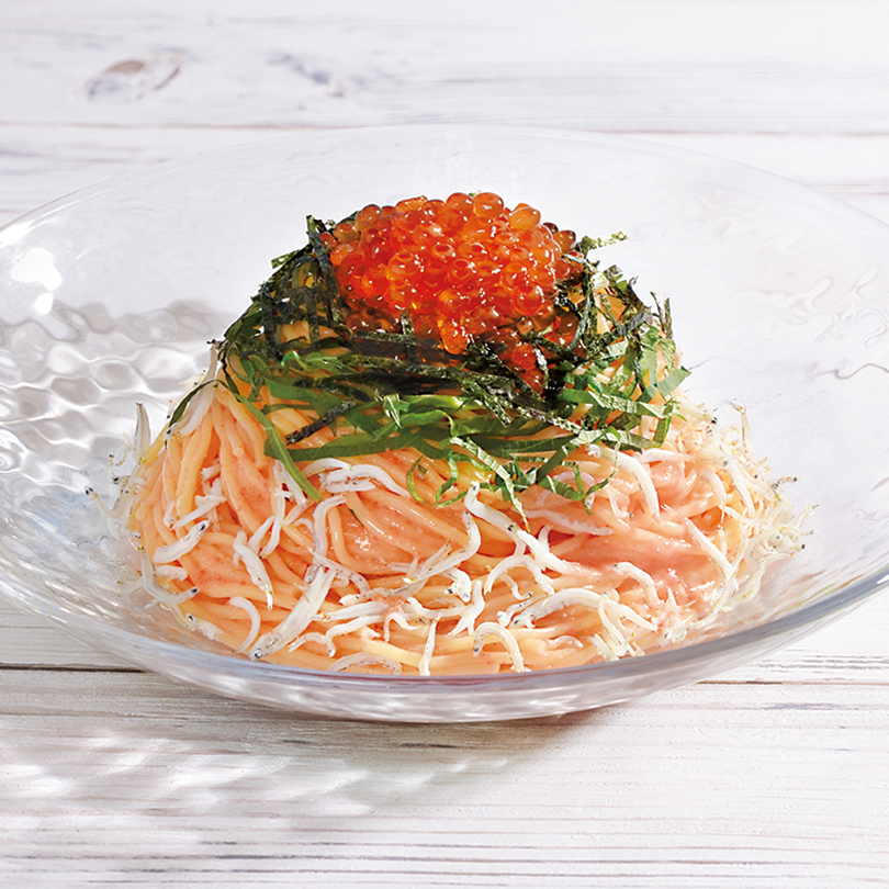 いくらと釜揚げしらすの冷製 明太子