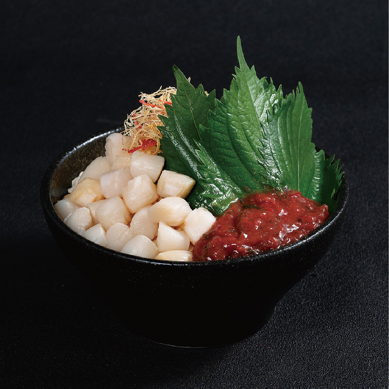 貝柱と大葉の梅しそもんじゃ