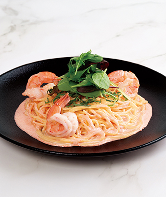 ぷりぷり海老と博多明太子の特製クリームソース