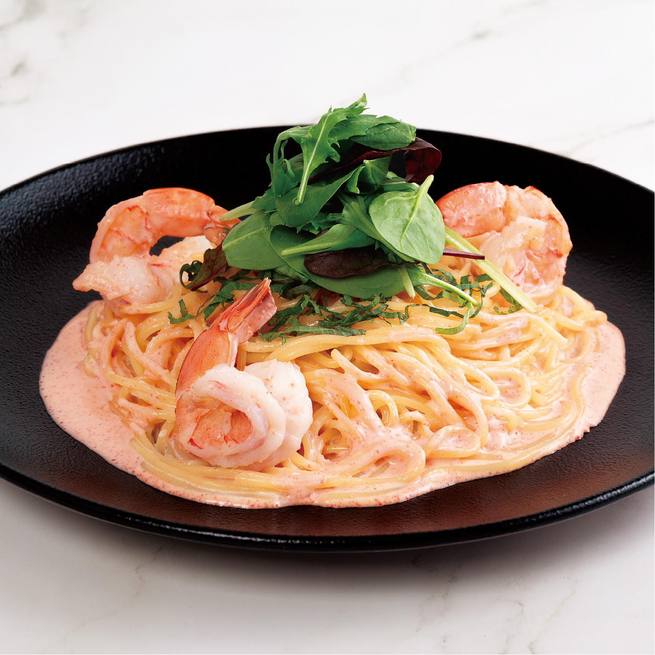 ぷりぷり海老と博多明太子の特製クリームソース