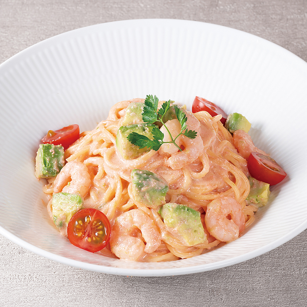 海老とアボカドの明太子クリームソース